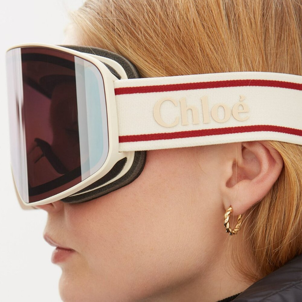 NEW Chloe CH0072S 001 White Beige Violet Mirror Zeiss Ski Mask Women Sunglasses - Picture 16 of 16